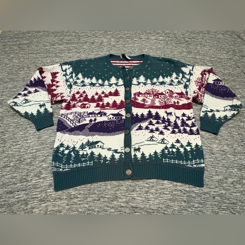 Vintage Northern Reflections Winter Scene Cardigan Ladies M/L